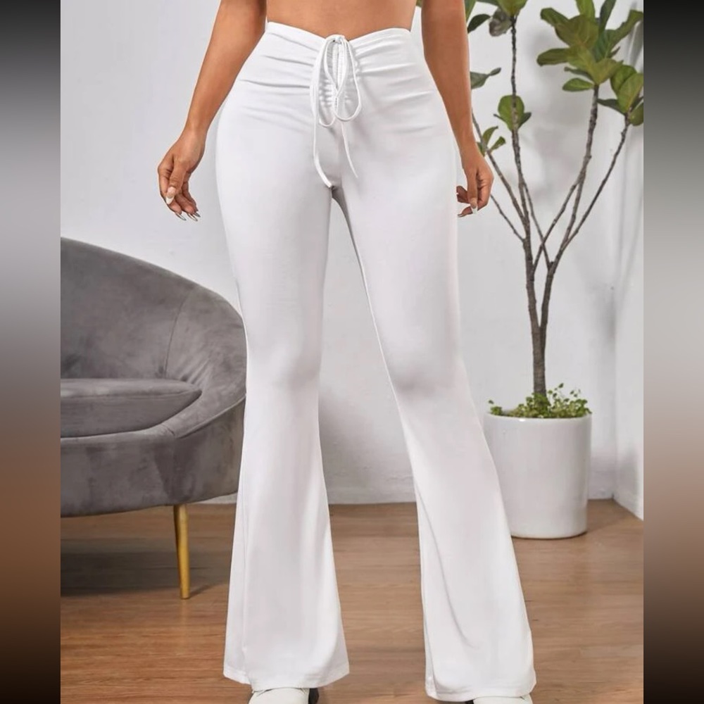 white flare leggings